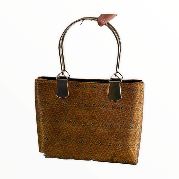 Vintage Y2K Printed Satin Mini Handbag - Picture 1 of 4